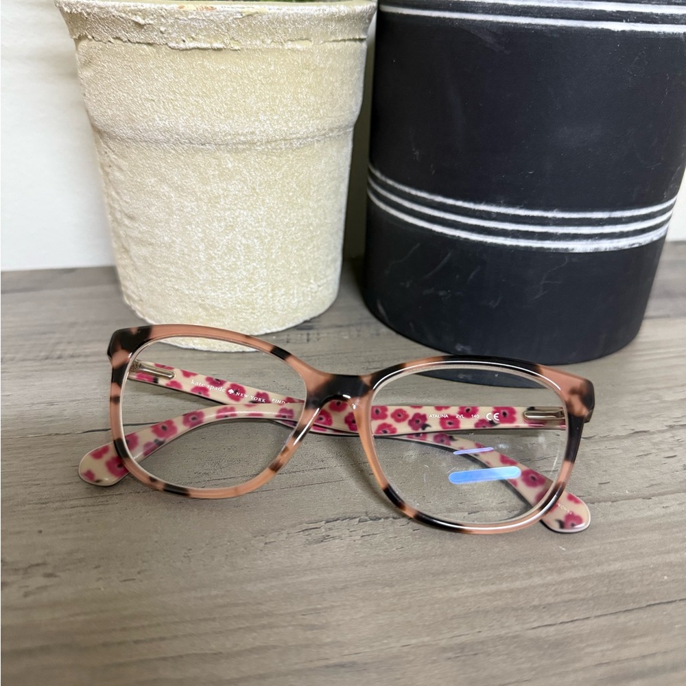kate spade Pink Tortoise Cat-Eye Glasses